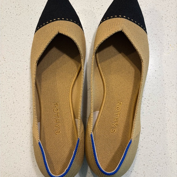 Rothy's Shoes - Rothy's Tan and Black Pointed Toe Flats